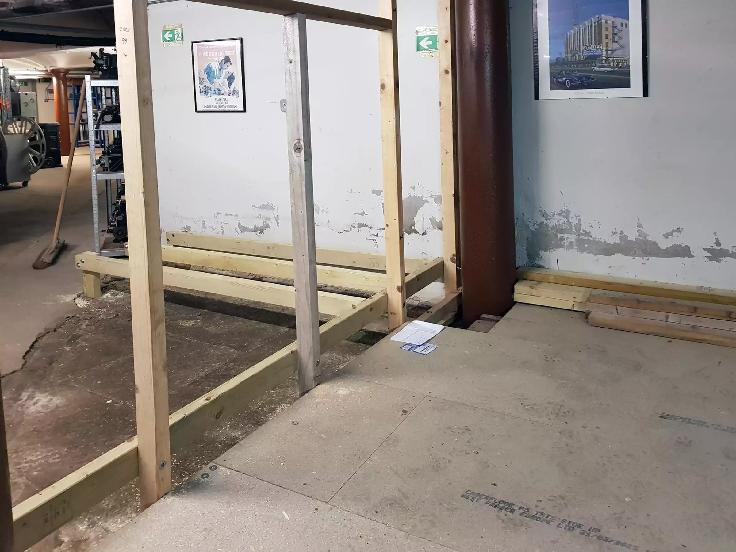 Three floor joists attached to the floor