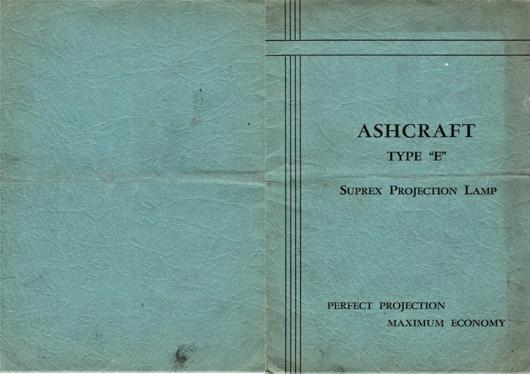 A preview of the Ashcraft Type "E" Suprex Projection Lamp document.