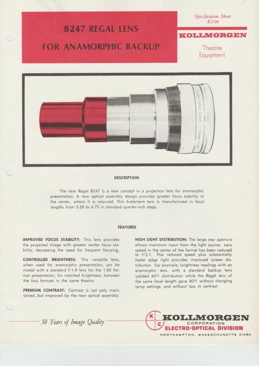 A preview of the B247 Regal Lens For Anamorphic Backup document.