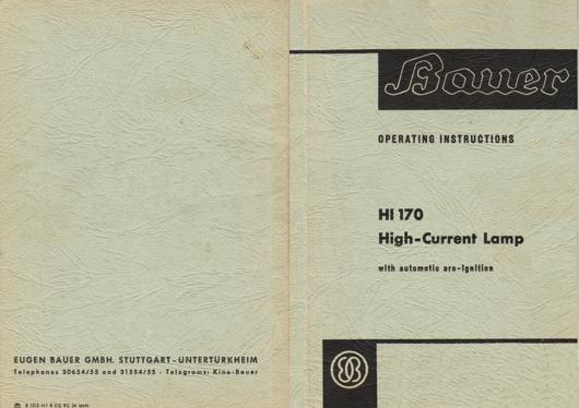 A preview of the Bauer Operating Instructions - HI 170 High-Current Lamp document.