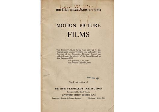A preview of the British Standard 677:1942 - Motion Picture Films document.