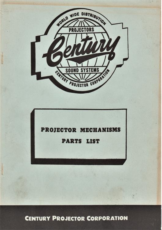 A preview of the Century - Projector Mechanisms Parts List - Models SA-MSA Series document.