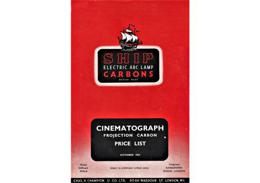 A preview of the Cinematograph Projection Carbon Price List document.