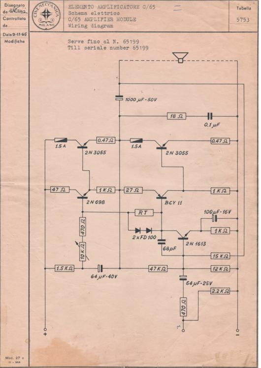 A preview of the Cinemecannica C/65 schematics document.