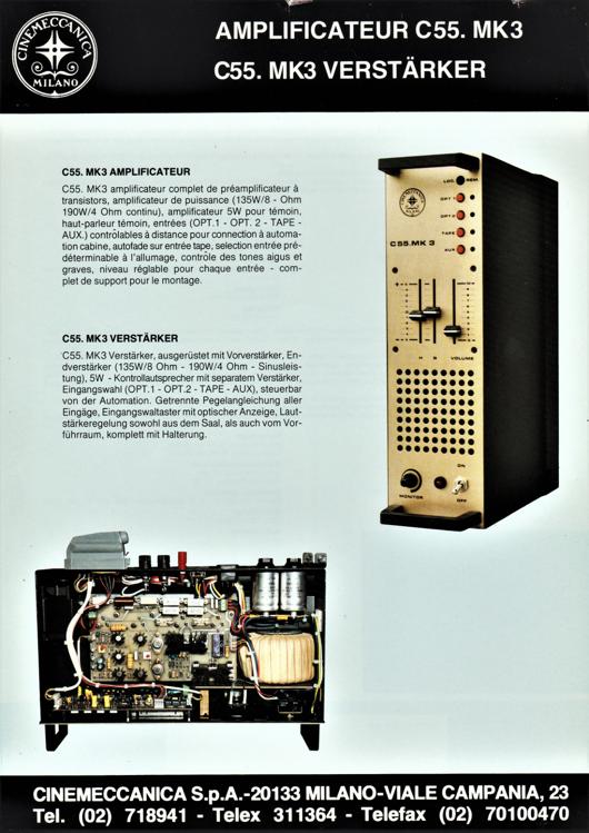 A preview of the Cinemeccanica Amplificateur C55. MK3 document.