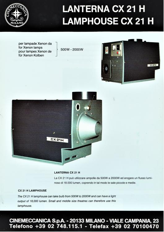 A preview of the Cinemeccanica Lamphouse CX 21 H document.
