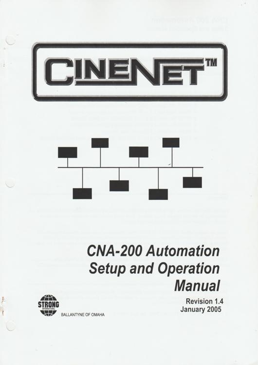 A preview of the CineNet - CNA-200 Automation Setup and Operation Manual document.