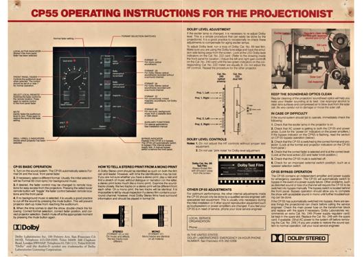 A preview of the CP55 Operating Instructions for the Projectionist document.
