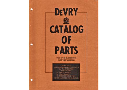 A preview of the DeVry Catalog Of Parts - Type "C" 35mm. Projector - Type "NDC" Amplifier document.