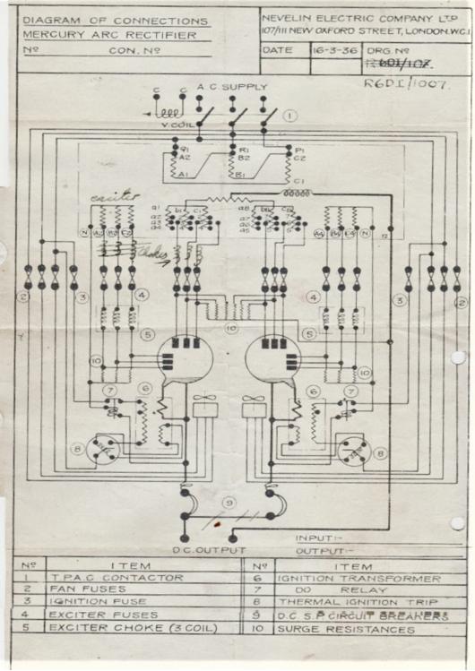 A preview of the Diagram of Connections - Mercury Arc Rectifier document.