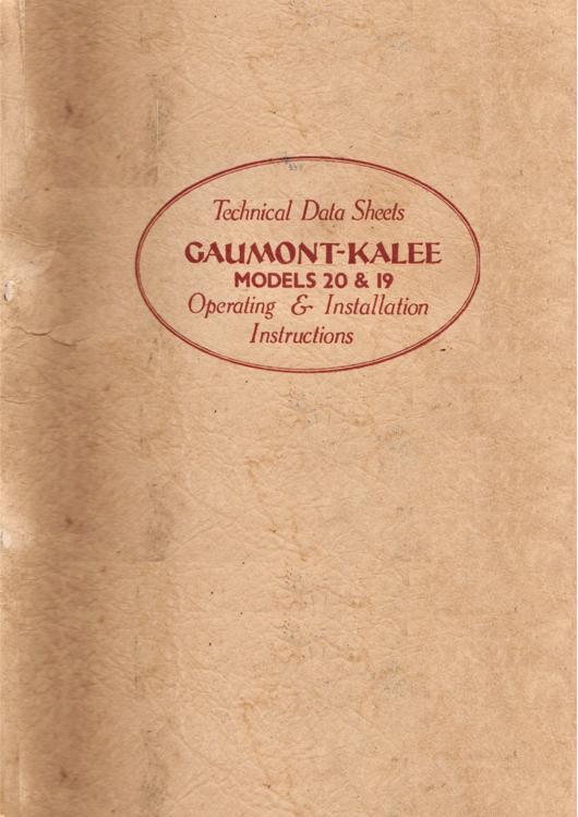 A preview of the Gaumont-Kalee Models 20 & 19 - Technical Data Sheets - Operating & Installation Instructions document.