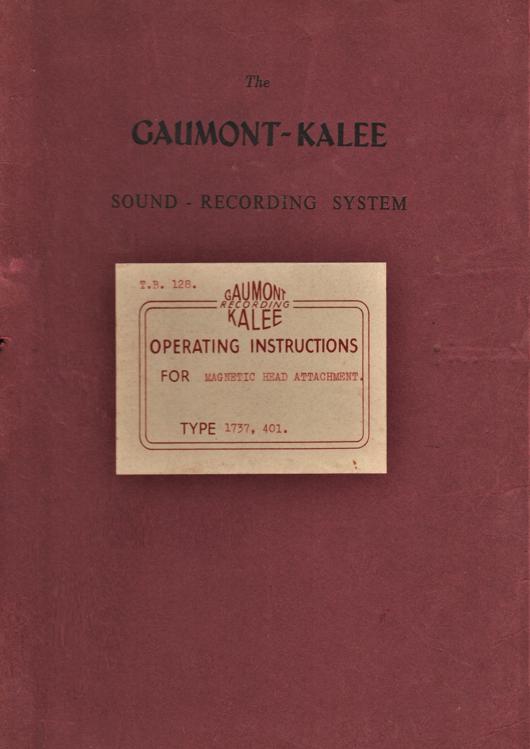 A preview of the Gaumont-Kalee Operating Instructions for Magnetic Head Attachment Type 1737, 401. document.