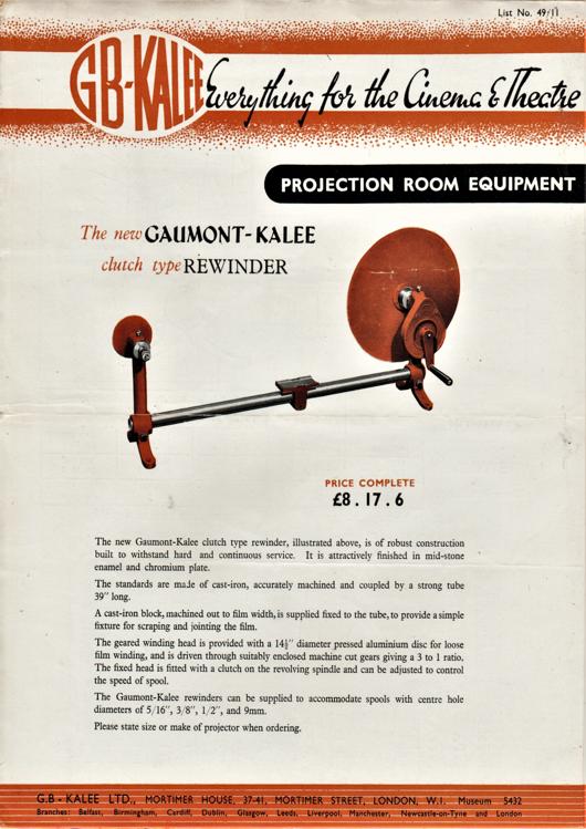 A preview of the GB-Kalee Projection Room Equipment document.