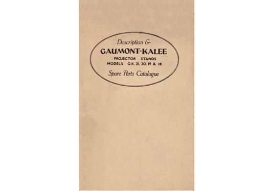 A preview of the Geumont-Kalee Projector Stands Models G.K. 21, 20, 19 & 18 - Description & Spare Parts Catalogue document.