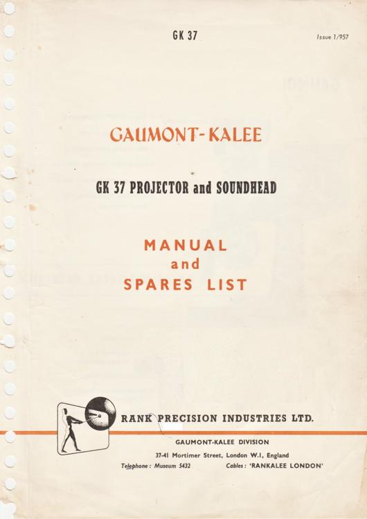 A preview of the GK 37 Projector and Soundhead Manual and Spares List document.