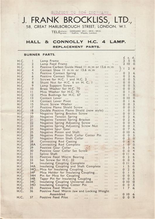 A preview of the Hall & Connolly H.C. 4 Lamp. Replacement Parts. document.