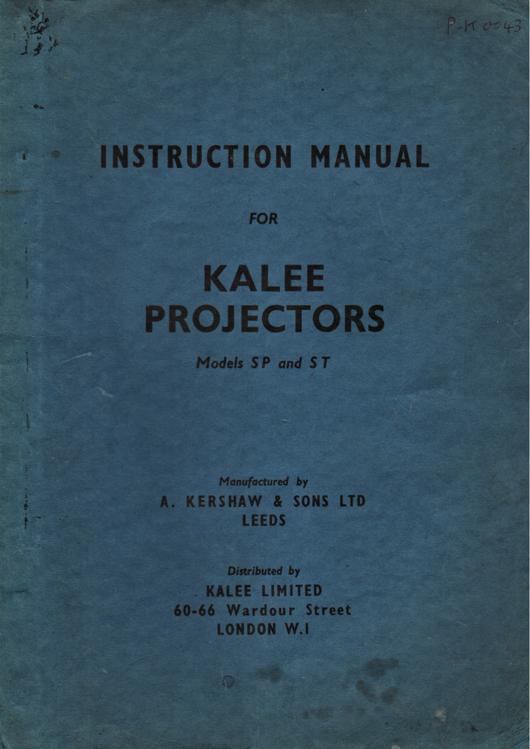 A preview of the Instruction Manual for Kalee Projectors Models SP and ST document.