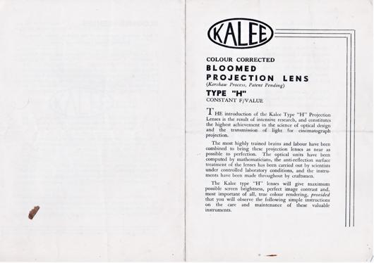 A preview of the Kalee Colour Corrected Bloomed Projection Lens - Type "H" document.