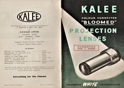 A preview of the Kalee Colour Corrected "Bloomed" Projection Lenses document.