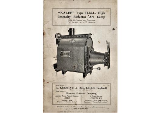 A preview of the "Kalee" Type H.M.L. High Intensity Reflector Arc Lamp document.