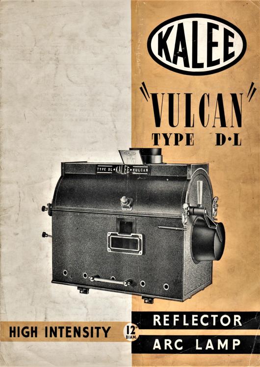 A preview of the Kalee "Vulcan" Type D.L Reflector Arc Lamp document.