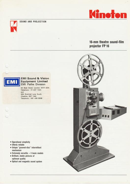 A preview of the Kinoton 16-mm theatre sound-film projector FP 16 document.