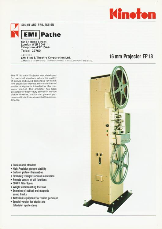 A preview of the Kinoton 16mm Projector FP 18 document.