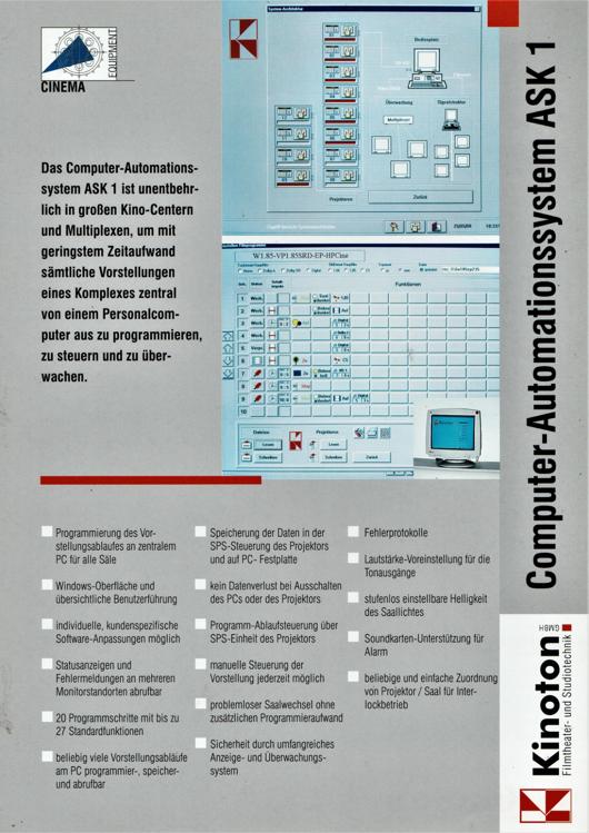 A preview of the Kinoton Computer-Automationssystem ASK 1 document.