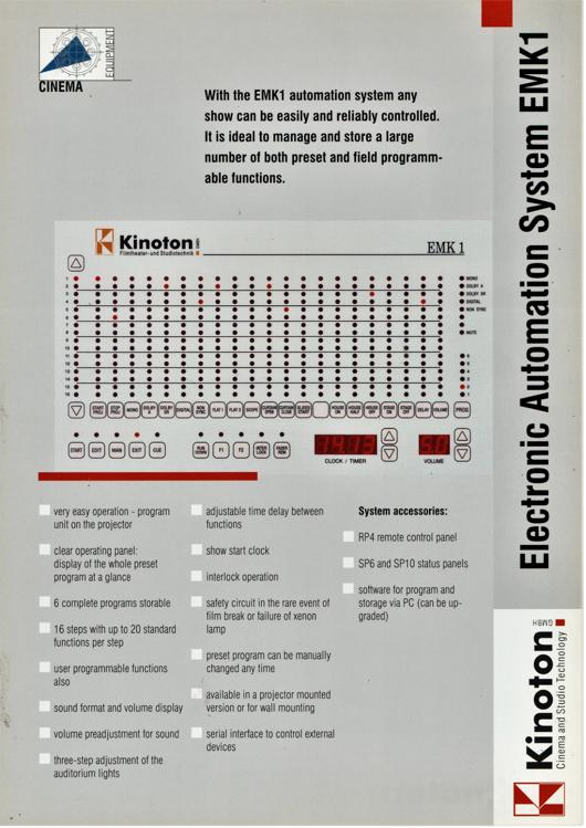 A preview of the Kinoton Electronic Automation System EMK1 document.