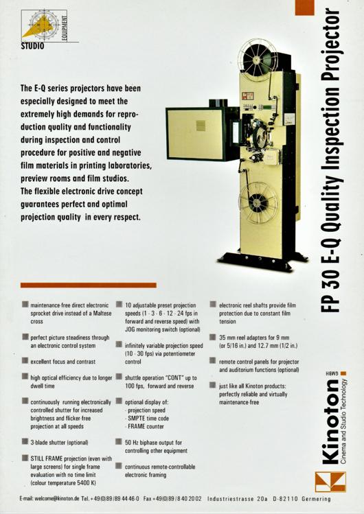 A preview of the Kinoton FP 30 E-Q Quality Inspection Projector document.