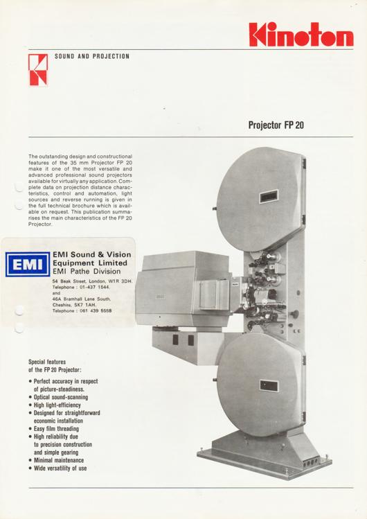 A preview of the Kinoton projector FP 20 document.