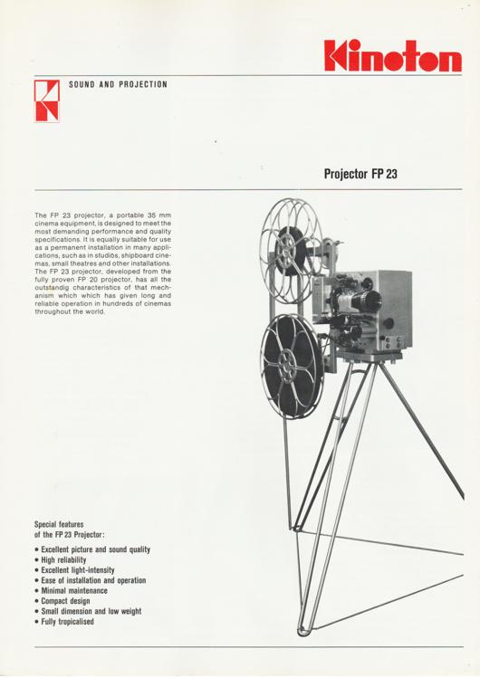A preview of the Kinoton Projector FP 23 document.