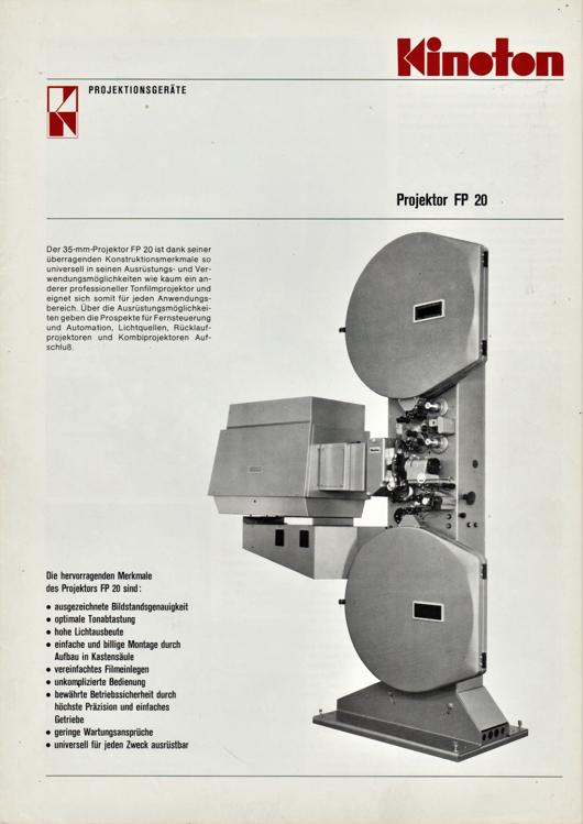 A preview of the Kinoton Projektor FP 20 document.