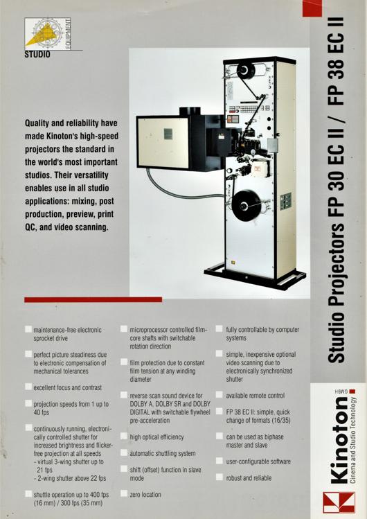 A preview of the Kinoton Studio Projectors FP 30 EC II / FP 38 EC II document.
