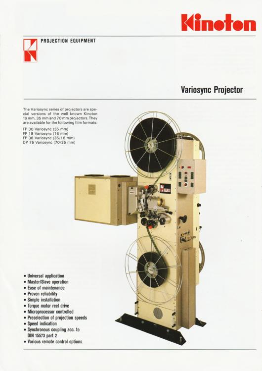 A preview of the Kinoton Variosync Projector document.