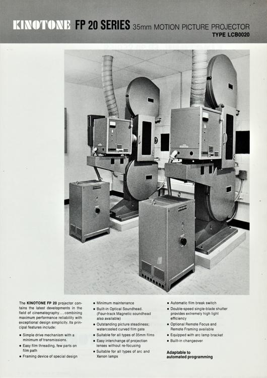 A preview of the Kinotone FP 20 Series 35mm Motion Picture Projector Type LCB0020 document.