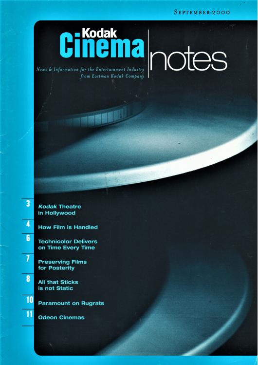A preview of the Kodak Cinema notes - September 2000 document.