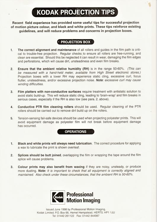 A preview of the Kodak Projection Tips - June 1998 document.