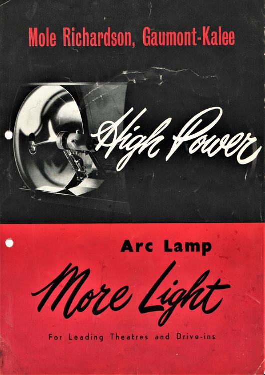 A preview of the Mole Richardson, Gaumont-Kalee High Power Arc Lamp document.