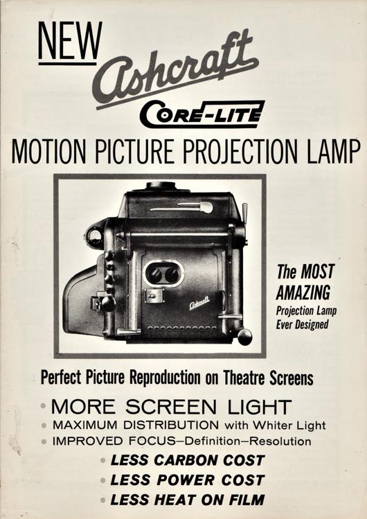 A preview of the New Ashcraft Core-Lite Motion Picture Projection Lamp document.