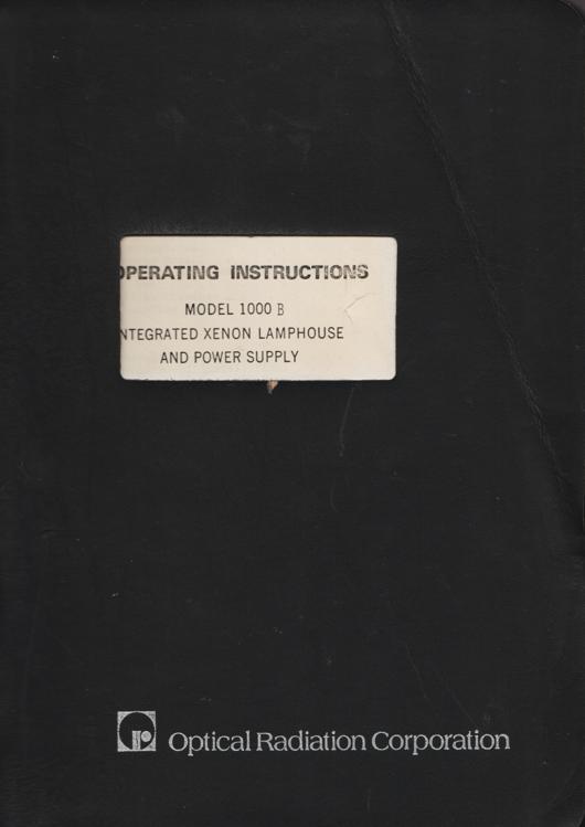 A preview of the Operating Instructions Model 1000 B Integrated Xenon Lamphouse And Power Supply document.
