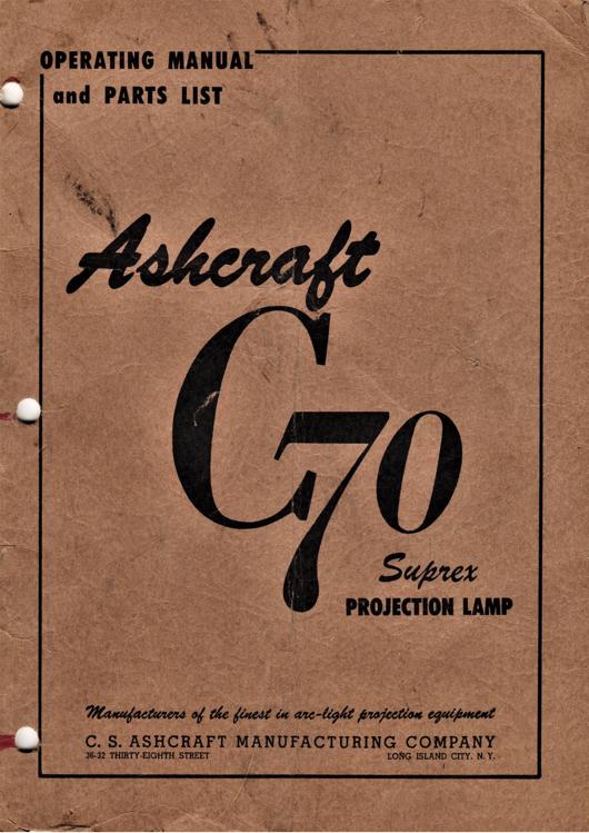 A preview of the Operating Manual and Parts List - Ashcraft C70 document.