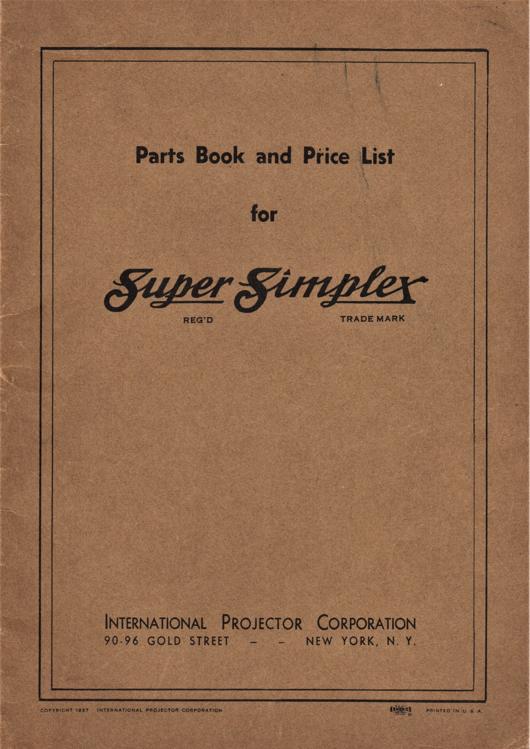 A preview of the Parts Book and Price List for Super Simplex document.