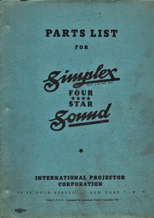 A preview of the Parts List for Simplex Four Star Sound document.