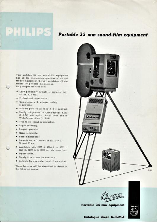 A preview of the Philips Portable 35mm sound-film equipment document.