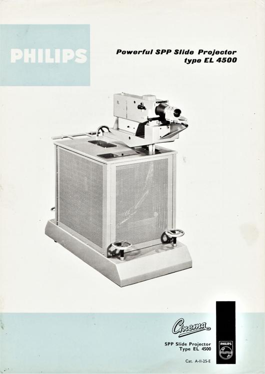 A preview of the Philips Powerful SPP Slide Projector type EL 4500 document.