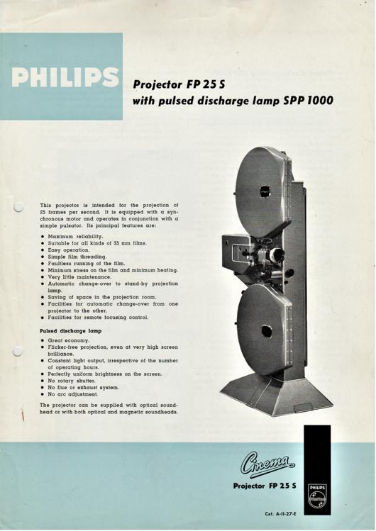 A preview of the Philips Projector FP 25 S document.