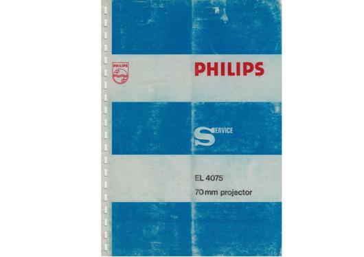 A preview of the Philips Service - EL 4075 70mm projector document.