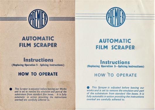A preview of the Premier Automatic Film Scraper Instructions document.