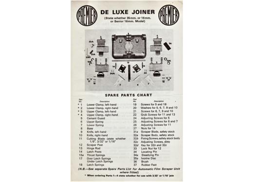 A preview of the Premier De Luxe Film Joiner and Heater Unit document.